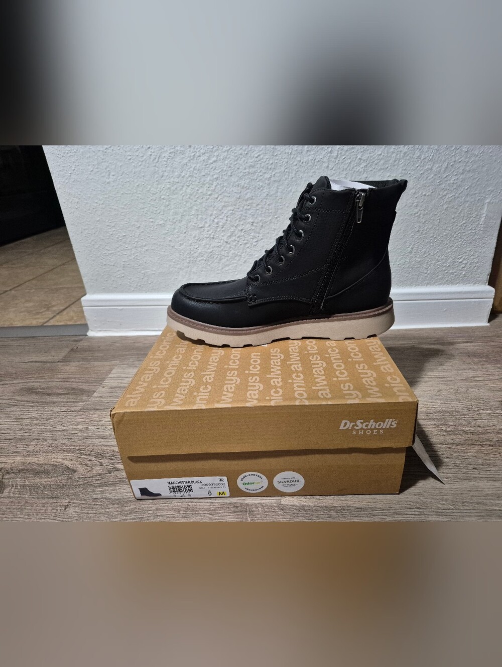 Dr. Scholl's Black Men's Lace-Up Side-Zip Casual Boot